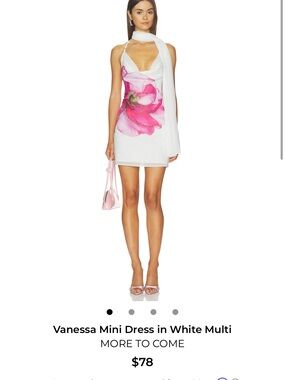 More to Come Vanessa mini dress white with pink flower and scarf